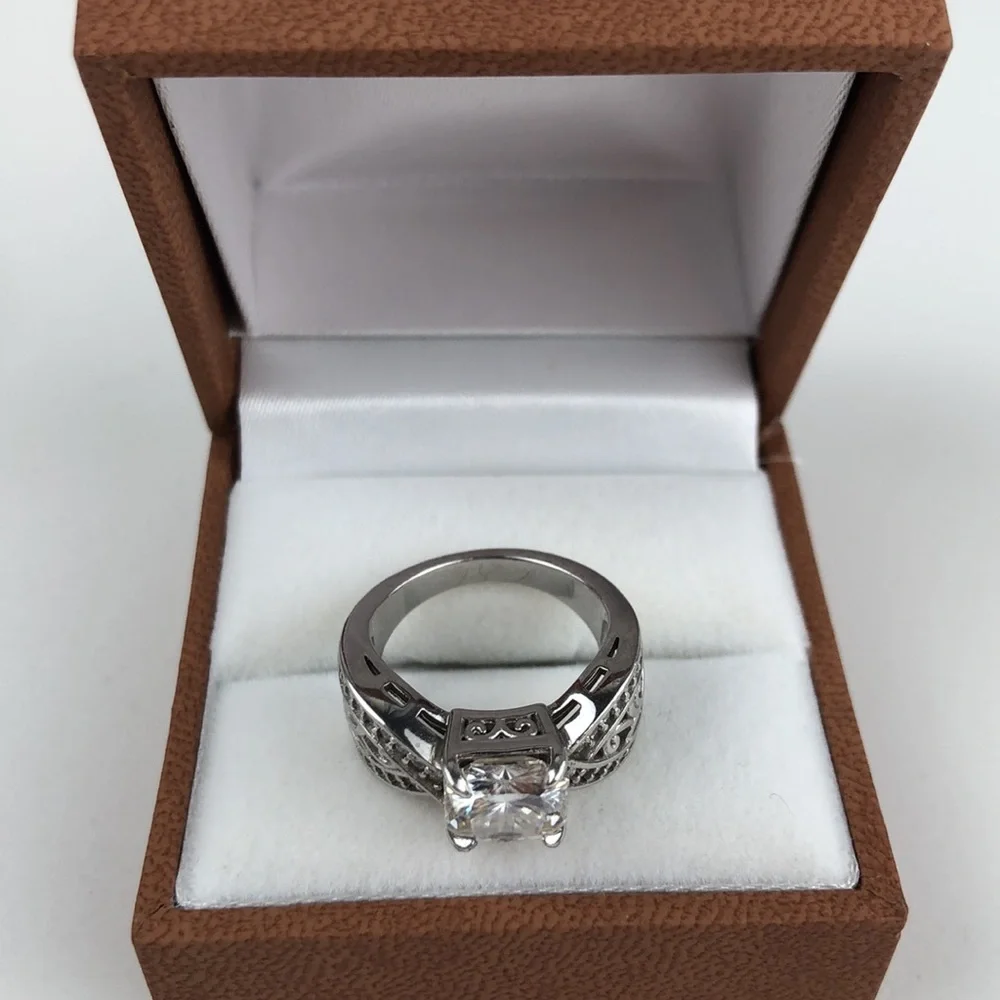 Moissanite Fire Ring Inferno Cut Platineve 925 S Silver Brilliant Size 6